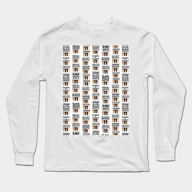 Protest Pattern On White Backdrop Long Sleeve T-Shirt by okpinsArtDesign